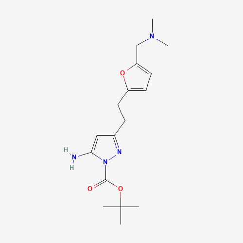 1035270-96-2 tert-butyl 5-amino-3-[2-[5-[(dimethylamino)methyl]furan-2-yl]ethyl]pyrazole-1-carboxylate chemical structure