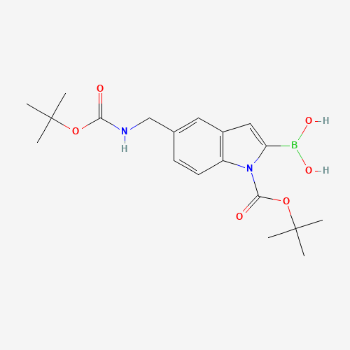 1137644-45-1 [1-[(2-methylpropan-2-yl)oxycarbonyl]-5-[[(2-methylpropan-2-yl)oxycarbonylamino]methyl]indol-2-yl]boronic acid chemical structure