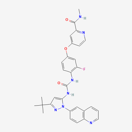 1020172-07-9 4-[4-[(5-tert-butyl-2-quinolin-6-ylpyrazol-3-yl)carbamoylamino]-3-fluorophenoxy]-N-methylpyridine-2-carboxamide chemical structure