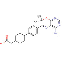 701236-77-3 2-[4-[4-(4-amino-7,7-dimethylpyrimido[4,5-b][1,4]oxazin-6-yl)phenyl]cyclohexyl]acetic acid chemical structure