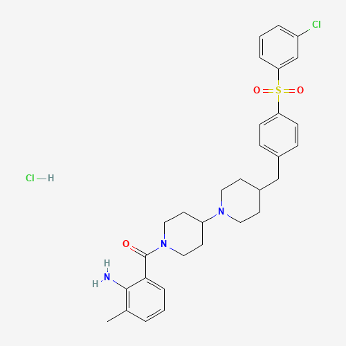 331765-01-6 (2-amino-3-methylphenyl)-[4-[4-[[4-(3-chlorophenyl)sulfonylphenyl]methyl]piperidin-1-yl]piperidin-1-yl]methanone;hydrochloride chemical structure