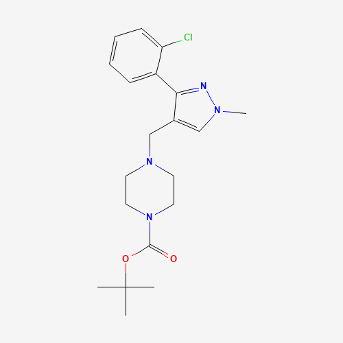 1460034-05-2 tert-butyl 4-[[3-(2-chlorophenyl)-1-methylpyrazol-4-yl]methyl]piperazine-1-carboxylate chemical structure