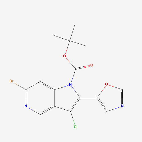1400287-65-1 tert-butyl 6-bromo-3-chloro-2-(1,3-oxazol-5-yl)pyrrolo[3,2-c]pyridine-1-carboxylate chemical structure