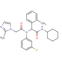1355326-35-0 N-cyclohexyl-2-(3-fluoro-N-[2-(2-methylimidazol-1-yl)acetyl]anilino)-2-(2-methylphenyl)acetamide chemical structure