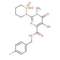 729607-74-3 2-(1,1-dioxothiazinan-2-yl)-N-[(4-fluorophenyl)methyl]-5-hydroxy-1-methyl-6-oxopyrimidine-4-carboxamide chemical structure