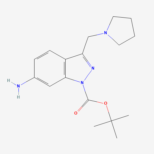 887590-95-6 tert-butyl 6-amino-3-(pyrrolidin-1-ylmethyl)indazole-1-carboxylate chemical structure