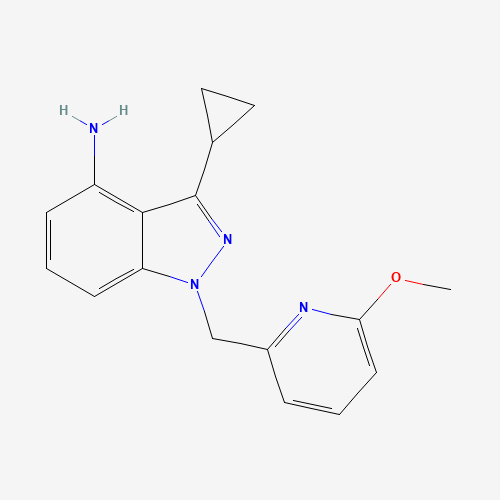 1527518-36-0 3-cyclopropyl-1-[(6-methoxypyridin-2-yl)methyl]indazol-4-amine chemical structure