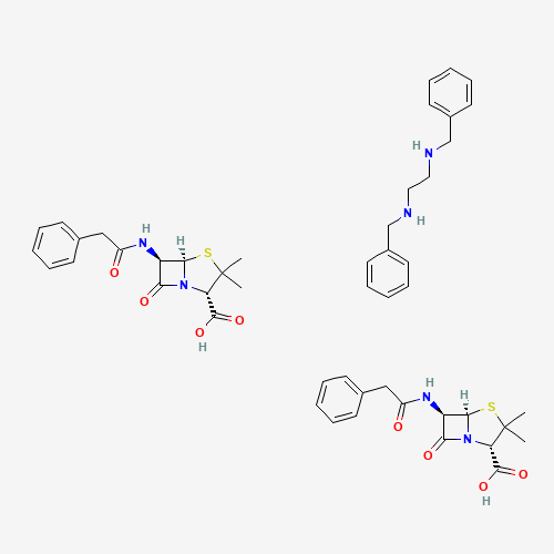1538-09-6 N,N'-dibenzylethane-1,2-diamine;(2S,5R,6R)-3,3-dimethyl-7-oxo-6-[(2-phenylacetyl)amino]-4-thia-1-azabicyclo[3.2.0]heptane-2-carboxylic acid chemical structure