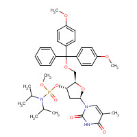 84416-85-3 1-[(2R,4S,5R)-5-[[bis(4-methoxyphenyl)-phenylmethoxy]methyl]-4-[[di(propan-2-yl)amino]-methoxyphosphoryl]oxyoxolan-2-yl]-5-methylpyrimidine-2,4-dione chemical structure