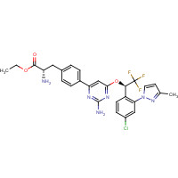 1033805-22-9 ethyl (2S)-2-amino-3-[4-[2-amino-6-[(1R)-1-[4-chloro-2-(3-methylpyrazol-1-yl)phenyl]-2,2,2-trifluoroethoxy]pyrimidin-4-yl]phenyl]propanoate chemical structure