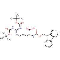214852-34-3 (2R)-5-[bis[(2-methylpropan-2-yl)oxycarbonylamino]methylideneamino]-2-(9H-fluoren-9-ylmethoxycarbonylamino)pentanoic acid chemical structure