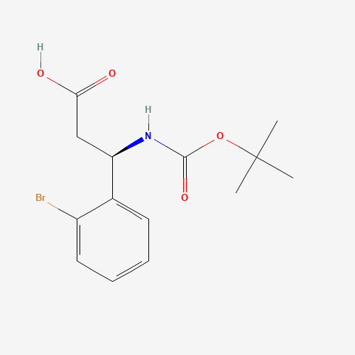 500789-07-1 (3R)-3-(2-bromophenyl)-3-[(2-methylpropan-2-yl)oxycarbonylamino]propanoic acid chemical structure