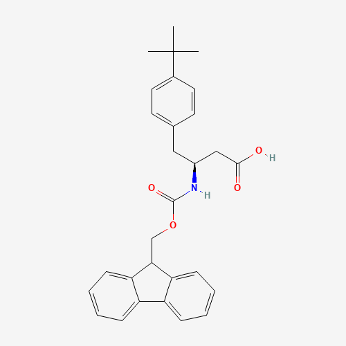 403661-86-9 (2S)-3-amino-4-(4-tert-butylphenyl)-2-(9H-fluoren-9-ylmethoxycarbonyl)butanoic acid chemical structure