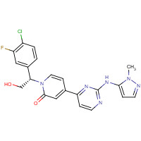 1453848-26-4 1-[(1S)-1-(4-chloro-3-fluorophenyl)-2-hydroxyethyl]-4-[2-[(2-methylpyrazol-3-yl)amino]pyrimidin-4-yl]pyridin-2-one chemical structure