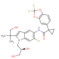 1152311-62-0 1-(2,2-difluoro-1,3-benzodioxol-5-yl)-N-[1-[(2R)-2,3-dihydroxypropyl]-6-fluoro-2-(1-hydroxy-2-methylpropan-2-yl)indol-5-yl]cyclopropane-1-carboxamide chemical structure
