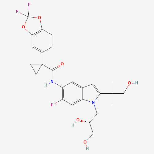 1152311-62-0 1-(2,2-difluoro-1,3-benzodioxol-5-yl)-N-[1-[(2R)-2,3-dihydroxypropyl]-6-fluoro-2-(1-hydroxy-2-methylpropan-2-yl)indol-5-yl]cyclopropane-1-carboxamide chemical structure