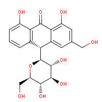 28371-16-6 (10R)-1,8-dihydroxy-3-(hydroxymethyl)-10-[(2S,3R,4R,5S,6R)-3,4,5-trihydroxy-6-(hydroxymethyl)oxan-2-yl]-10H-anthracen-9-one chemical structure