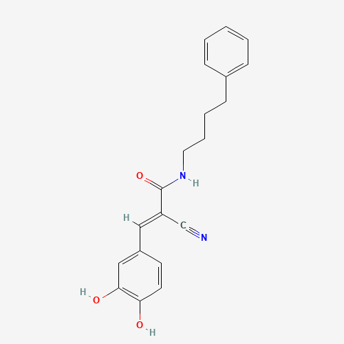 133550-41-1 (E)-2-cyano-3-(3,4-dihydroxyphenyl)-N-(4-phenylbutyl)prop-2-enamide chemical structure