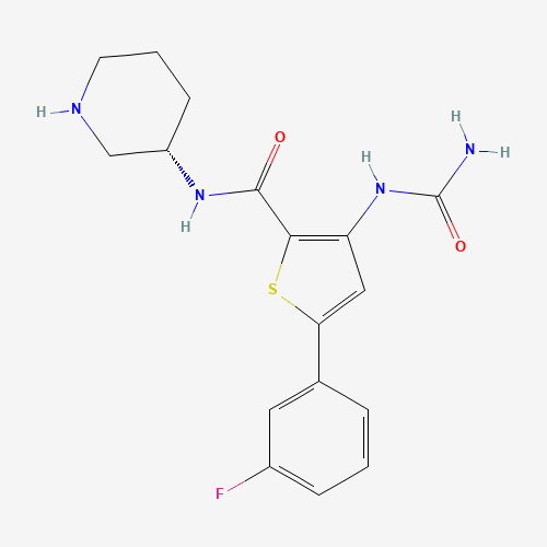 860352-01-8 3-(carbamoylamino)-5-(3-fluorophenyl)-N-[(3S)-piperidin-3-yl]thiophene-2-carboxamide chemical structure