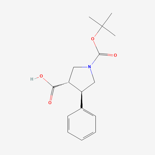 884048-45-7 (3S,4R)-1-[(2-methylpropan-2-yl)oxycarbonyl]-4-phenylpyrrolidine-3-carboxylic acid chemical structure