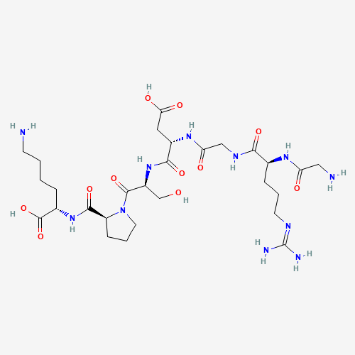 111119-28-9 (2S)-6-amino-2-[[(2S)-1-[(2S)-2-[[(2S)-2-[[2-[[(2S)-2-[(2-aminoacetyl)amino]-5-(diaminomethylideneamino)pentanoyl]amino]acetyl]amino]-3-carboxypropanoyl]amino]-3-hydroxypropanoyl]pyrrolidine-2-carbonyl]amino]hexanoic acid chemical structure