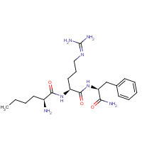 104809-29-2 (2S)-2-amino-N-[(2S)-1-[[(2S)-1-amino-1-oxo-3-phenylpropan-2-yl]amino]-5-(diaminomethylideneamino)-1-oxopentan-2-yl]hexanamide chemical structure