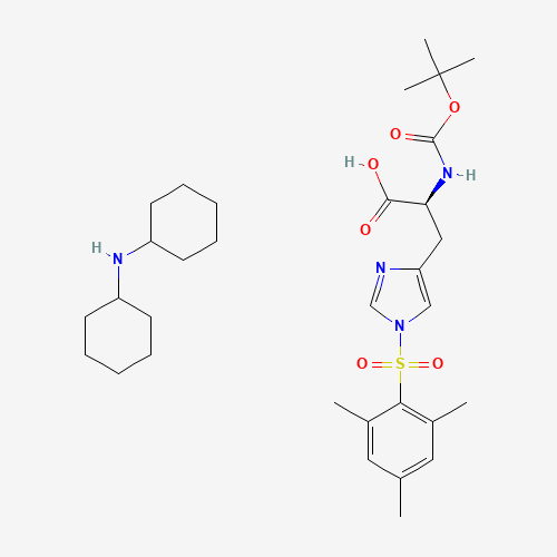 105931-56-4 N-cyclohexylcyclohexanamine;(2S)-2-[(2-methylpropan-2-yl)oxycarbonylamino]-3-[1-(2,4,6-trimethylphenyl)sulfonylimidazol-4-yl]propanoic acid chemical structure