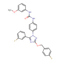 1192944-73-2 1-(4-(3-((4-Fluorobenzyl)oxy)-5-(3-fluorophenyl)-1H-1,2,4-triazol-1-yl)phenyl)-3-(3-methoxyphenyl)urea chemical structure