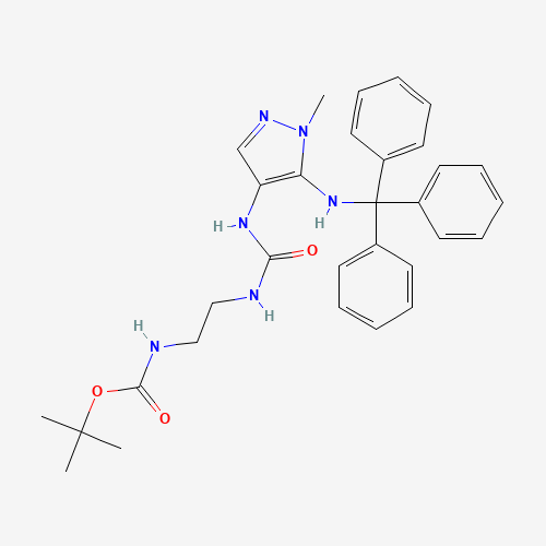 689293-69-4 tert-butyl N-[2-[[1-methyl-5-(tritylamino)pyrazol-4-yl]carbamoylamino]ethyl]carbamate chemical structure