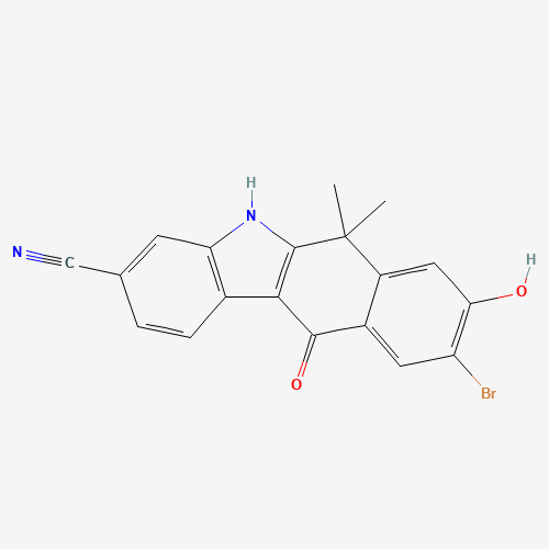 1256579-06-2 9-broMo-8-hydroxy-6,6-diMethyl-11-oxo-6,11-dihydro-5H-benzo[b]carbazole-3-carbonitrile chemical structure