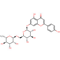 552-57-8 5-hydroxy-2-(4-hydroxyphenyl)-7-[(2S,3R,4S,5S,6R)-3,4,5-trihydroxy-6-[[(2R,3R,4R,5R,6S)-3,4,5-trihydroxy-6-methyloxan-2-yl]oxymethyl]oxan-2-yl]oxychromen-4-one chemical structure