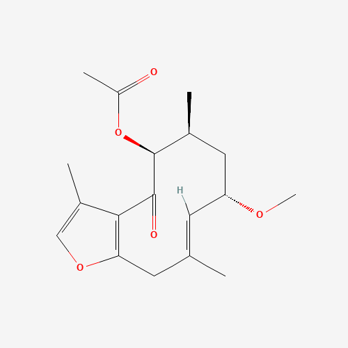 1809980-25-3 (1(10)E,2R*,5R*)-2-methoxy-5-acetoxyfuranogermacr-1(10)-en-6-one chemical structure