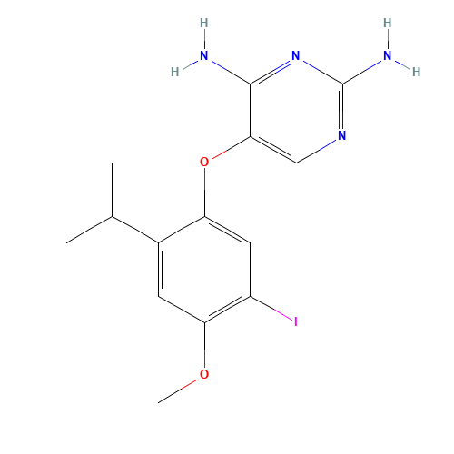 865305-30-2 5-(5-iodo-4-methoxy-2-propan-2-ylphenoxy)pyrimidine-2,4-diamine chemical structure