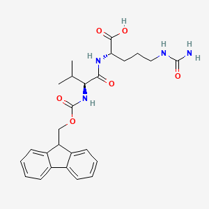 159858-21-6 (S)-2-((S)-2-((((9H-Fluoren-9-YL)methoxy)carbonyl)amino)-3-methylbutanamido)-5-ureidopentanoic acid chemical structure