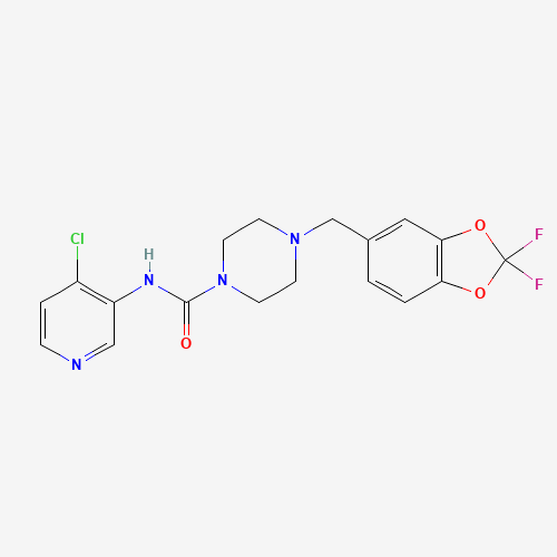 1346528-50-4 N-(4-Chloropyridin-3-yl)-4-((2,2-difluorobenzo[d][1,3]dioxol-5-yl)methyl)piperazine-1-carboxamide chemical structure