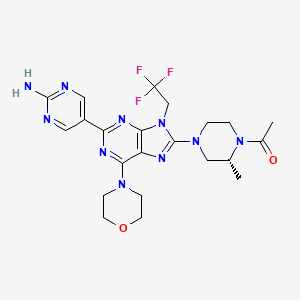 1222104-37-1 5-{8-[(3R)-4-Acetyl-3-methylpiperazin-1-yl]-6-morpholin-4-yl-9-(2,2,2-trifluoroethyl)-9H-purin-2-yl}pyrimidin-2-amine chemical structure