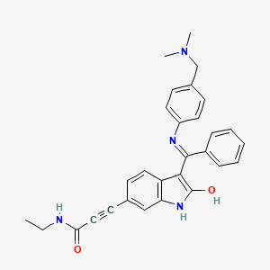 1207293-36-4 (Z)-3-(3-(((4-((dimethylamino)methyl)phenyl)amino)(phenyl)methylene)-2-oxoindolin-6-yl)-N-ethylpropiolamide chemical structure